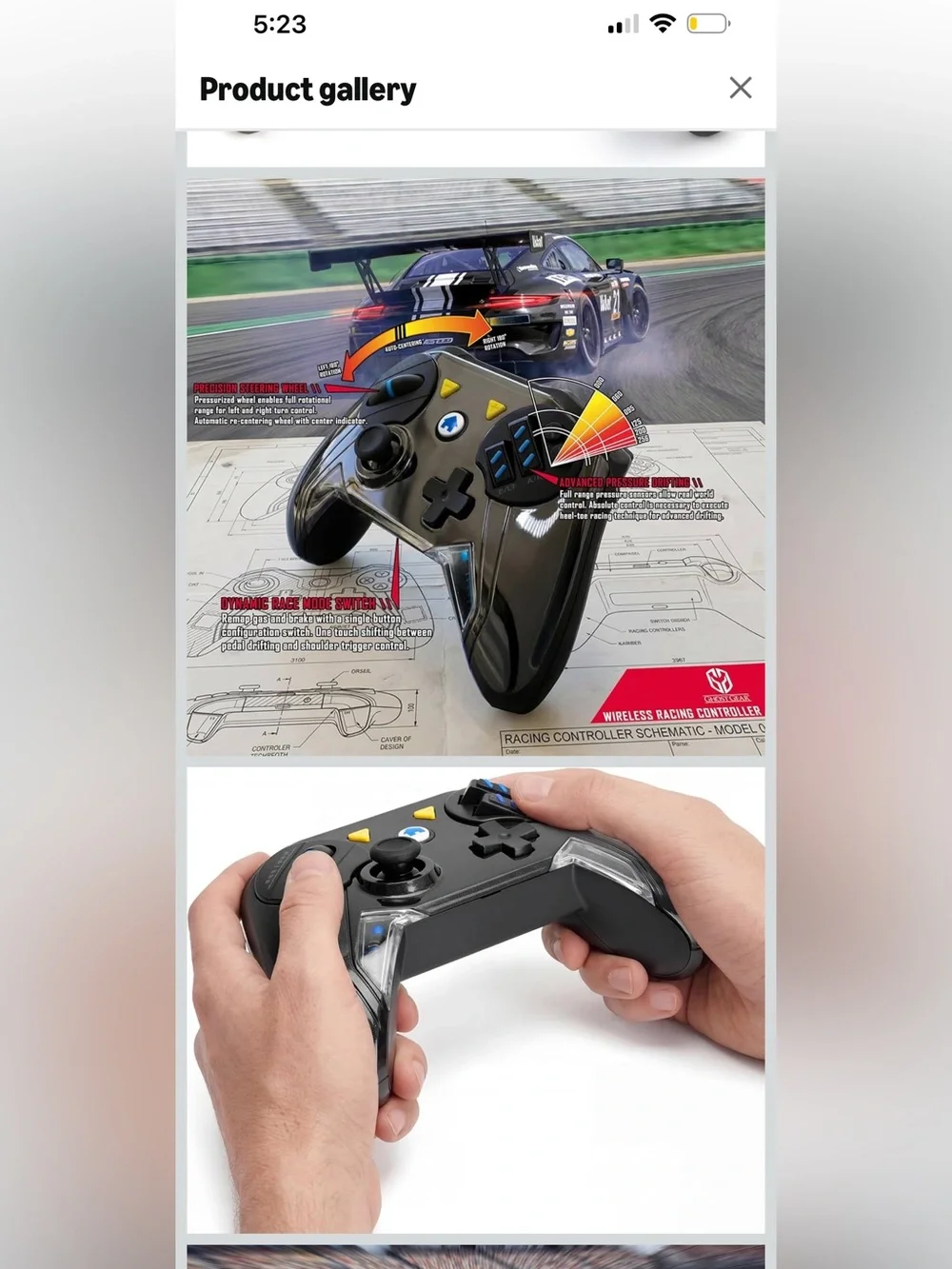 GHOST GEAR Wireless Racing Controller Nintendo Switch 2/Switch/PC Black/White